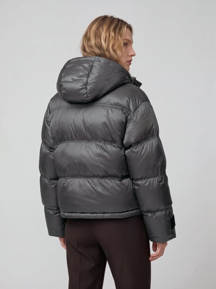 HUGO Blue Pufferjack met capuchon model 'Farida-2_B' Zilver - 5