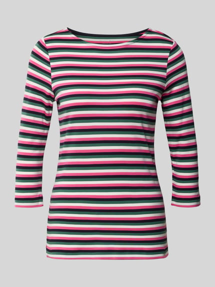 Produktfoto, Longsleeve mit 3/4-Arm von Christian Berg Woman aus bawełna, prosty krój, rękaw o dł. 3/4, okrągły dekolt, Długość tyłu w rozmiarze 36: 56 cm, kolorowe paski, gładka faktura