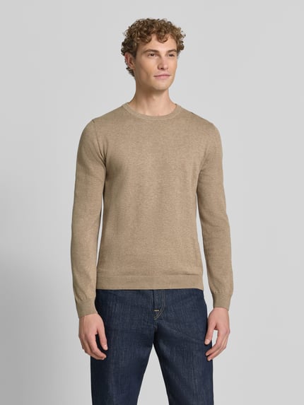 s.Oliver RED LABEL Sweter w kroju regular fit z czystej bawełny Ciemnobrązowy 4