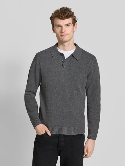 JACK & JONES Premium Strickpullover mit Polokragen Modell 'MAVERICK' Mittelgrau Melange 4