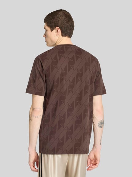 adidas Originals regular fit t-shirt van puur katoen met all-over logomotief Donkerbruin - 5