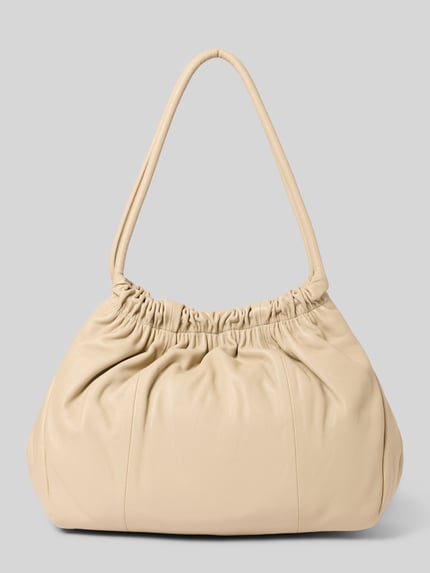 Produktfoto, Handtasche aus echt leer model 'Cloud' van LIEBESKIND BERLIN in beige met plooien, hoofdvak met magneetsluiting, smalle schouderbanden, 35 cm breedte, 30 cm lengte, 15 cm diepte, bandlengte 60 cm