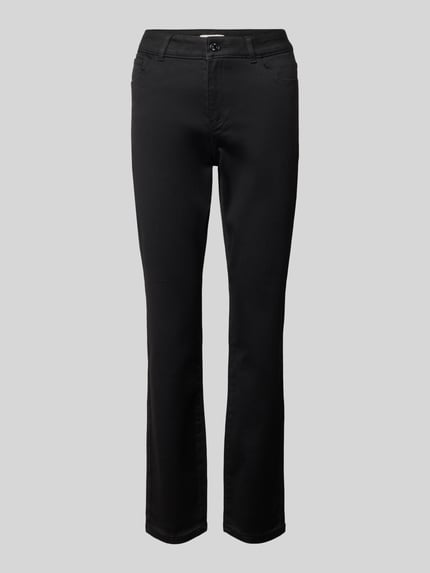 Produktfoto, Slim Fit Jeans im 5-Pocket-Design van Christian Berg Woman, zwart, katoenmix met stretch, knoop- en ritssluiting, effen.