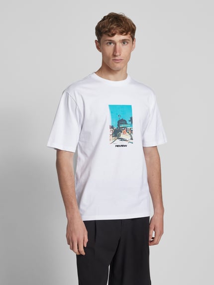 REVIEW Regular Fit T-Shirt aus Baumwoll-Viskose-Mix Weiss 4