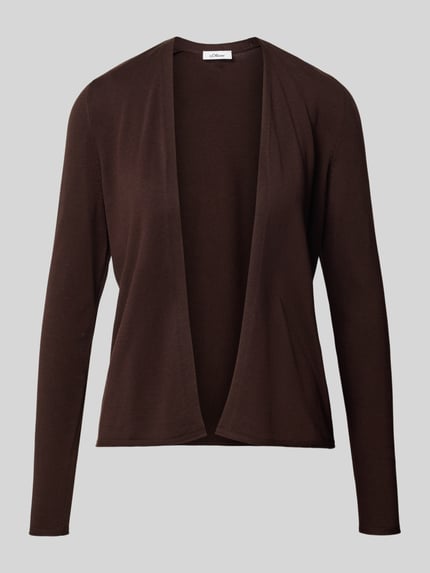 Produktfoto, Strickjacke mit offenem Vorderteil von s.Oliver RED LABEL in Braun, unifarben, Feinstrick, matt, Strukturmuster, Regular Fit, Longline.