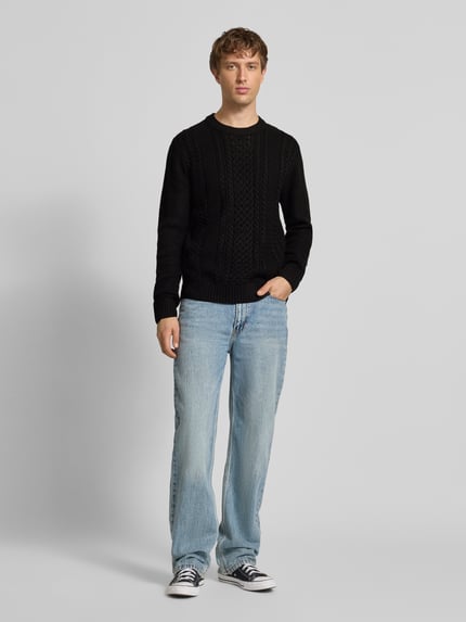 JACK & JONES Strickpullover mit gerippten Abschlüssen Modell 'PAUL' Black 1