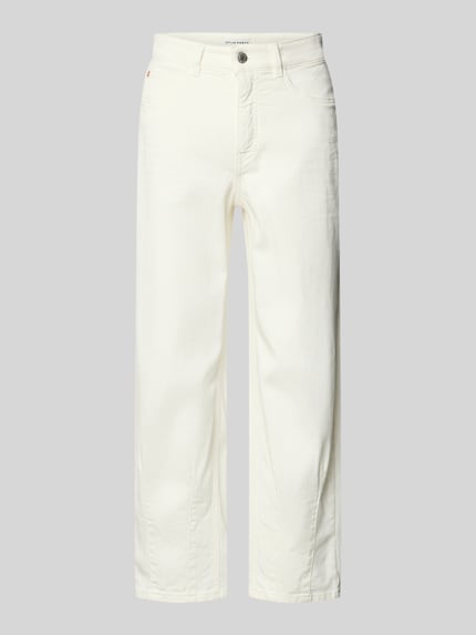 Produktfoto, Straight Fit Hose in verkürzter Passform Modell 'Melly' von OPUS PANTS in Offwhite, 5-Pocket-Design, Baumwoll-Mix, glatte Textur