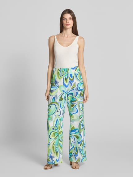Raffaello Rossi Straight Fit Stoffhose aus Leinen-Viskose-Mix Modell 'AGATHA' Gruen 1