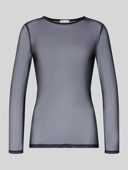 Produktfoto, Longsleeve mit Stretch-Anteil Modell 'Smooth Illusion' von Hanro, semitransparent, Schwarz, Rundhalsausschnitt, enger Schnitt