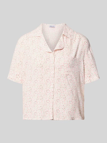 Produktfoto, Relaxed Fit Hemdbluse aus reiner Viskose Modell 'BARRI' von Pieces, Optik:Allover-Muster floral, Knopfleiste, Pastellfarben