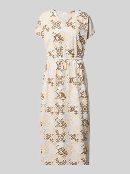 Produktfoto, Relaxed Fit Freizeitkleid aus Baumwoll-Mix von s.Oliver RED LABEL mit beigem, braunem und weißem Muster auf glattem Stoff