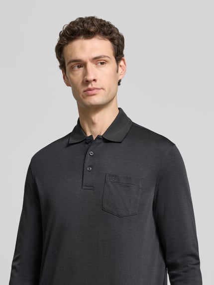 bugatti Regular Fit Poloshirt aus Baumwoll-Mix mit Brusttasche Anthrazit 3