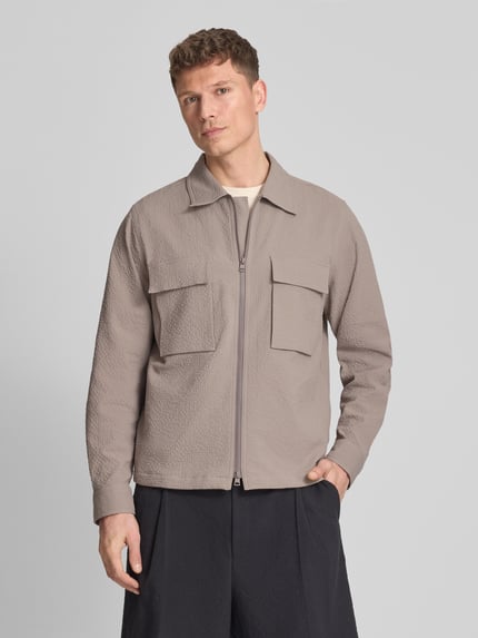 HUGO Kurtka overjacket z mieszanki bawełny Mondall w kroju regular fit „ESELIO” Jasnobrązowy 4