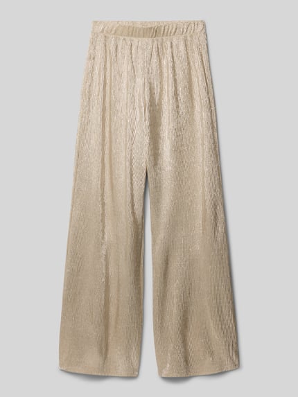 Produktfoto, Wide Fit Stoffhose mit elastischem Bund von Garcia für Kinder, beige mit Strukturmuster und Glitzer-Optik, locker geschnitten