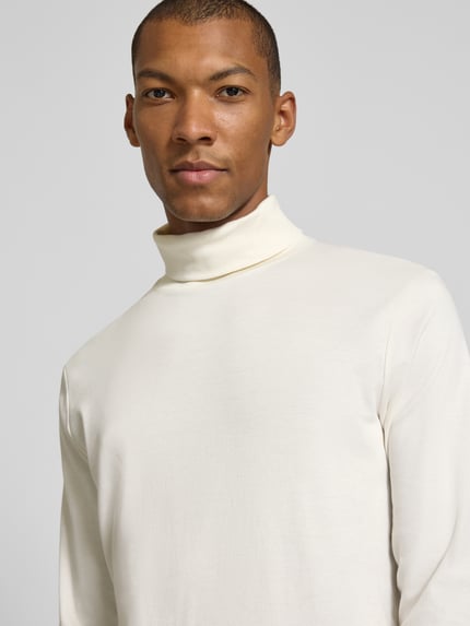 RAGMAN Regular Fit Langarmshirt mit Rollkragen Modell 'Pima' Offwhite 3
