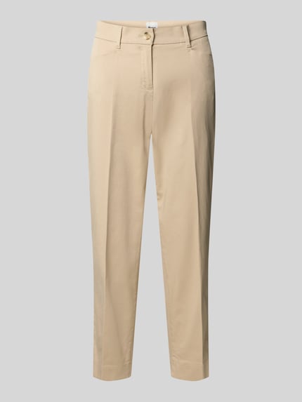 Produktfoto, Straight Fit Stoffhose mit Lyocell-Anteil Modell 'Mara' von Brax in Beige, elastischer Baumwollmix, Bügelfalten, verkürzte Passform