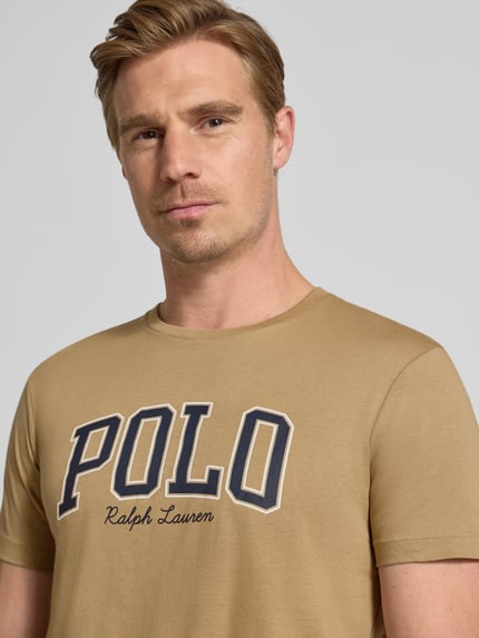Polo Ralph Lauren T-shirt o kroju custom slim fit z okrągłym dekoltem Beżowy 3