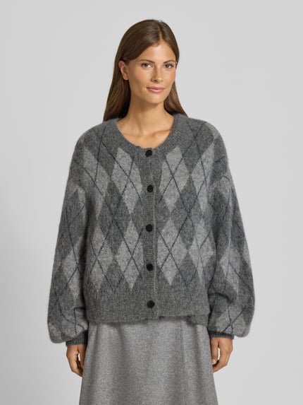 Gestuz Strickjacke mit Knopfleiste Anthrazit 4