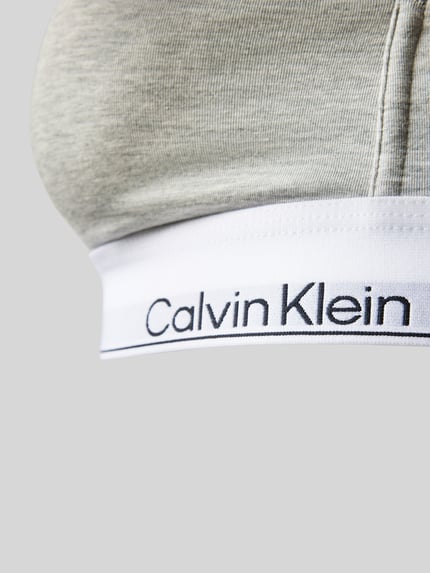 Calvin Klein Underwear Triangelbeha met logo in band en spaghettibandjes Lichtgrijs - 2