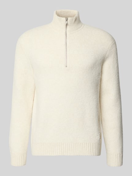 JACK & JONES Relaxed Fit Strickpullover aus elastischem Woll-Mix Offwhite Melange 1