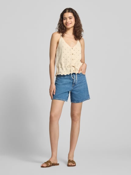PIECES Regular Fit Tanktop aus reiner Baumwolle Modell 'PUKA' Beige 1