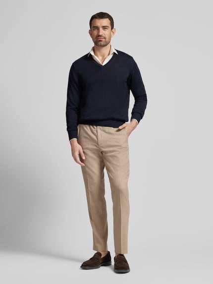 MAERZ Muenchen Strickpullover aus Schurwolle Marine 1
