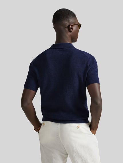 Polo Ralph Lauren Koszulka polo z mieszanki bawełny i lnu, krój regular fit Ciemnoniebieski 5