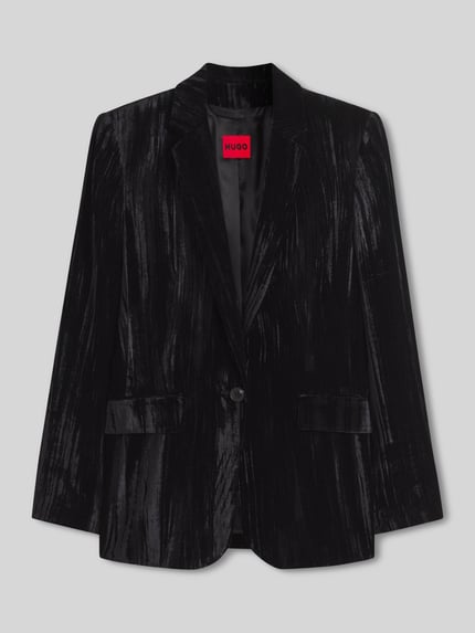HUGO Regular Fit Longblazer mit Samtoptik Black 2