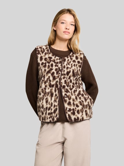 Tom Tailor Regular Fit Weste in Teddy-Optik Mittelbraun 4