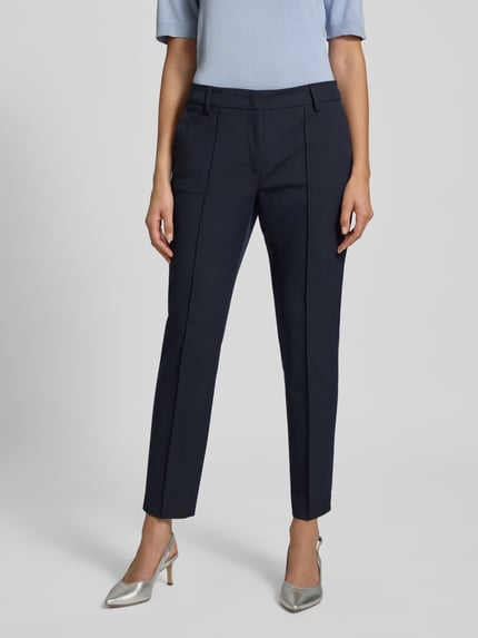 Christian Berg Woman Selection Slim fit stoffen broek met verkort model Marineblauw - 4