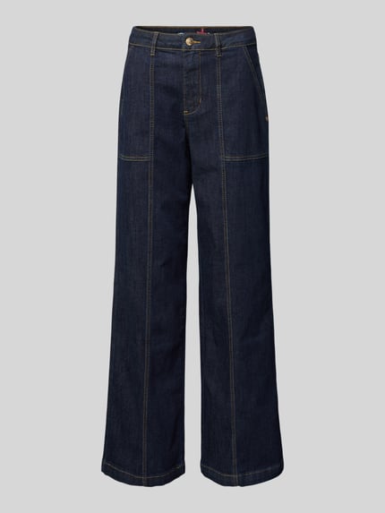 Buena Vista Wide Leg Jeans mit Ziernähten Dunkelblau 2