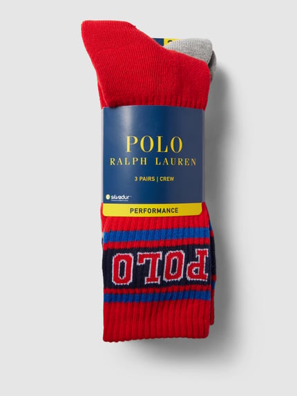 Polo Ralph Lauren Underwear Sokken met labeldetails in een set van 3 paar, model 'VARSITY' Rood - 3
