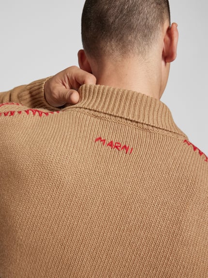 Marni Sweter wełniany z domieszką kaszmiru Camel 3