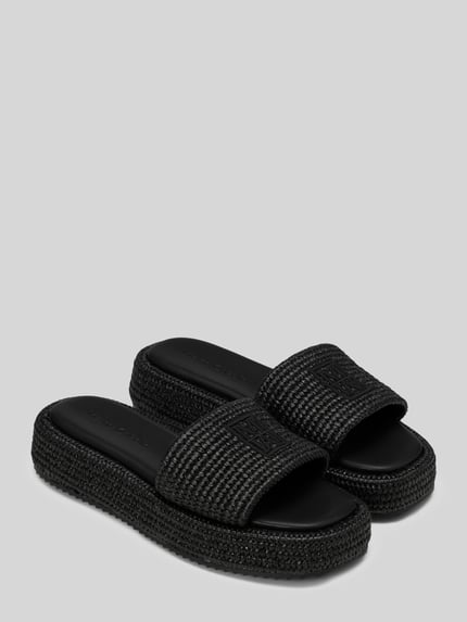 Marc O'Polo sandalen van stro- vlechtwerk model 'LARISSA' Zwart - 1