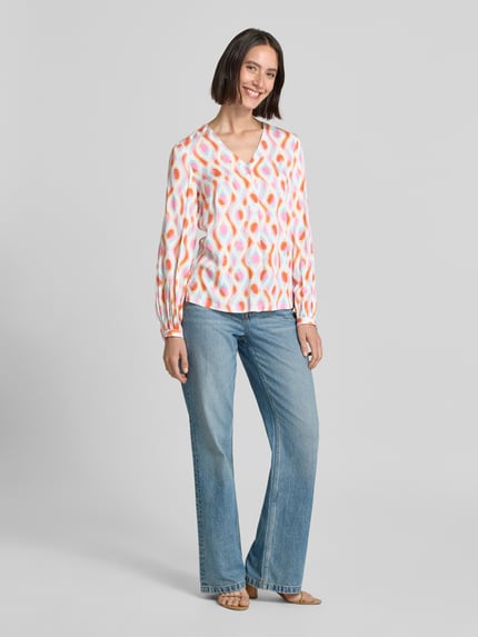 Emily Van den Bergh Regular Fit Bluse mit V-Ausschnitt Offwhite 1