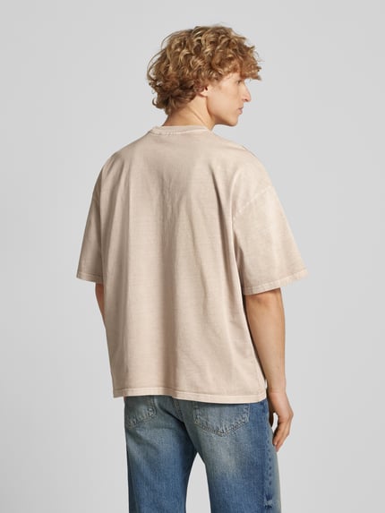 PEGADOR T-shirt o pudełkowym kroju z wyhaftowanym logo Beżowy 5