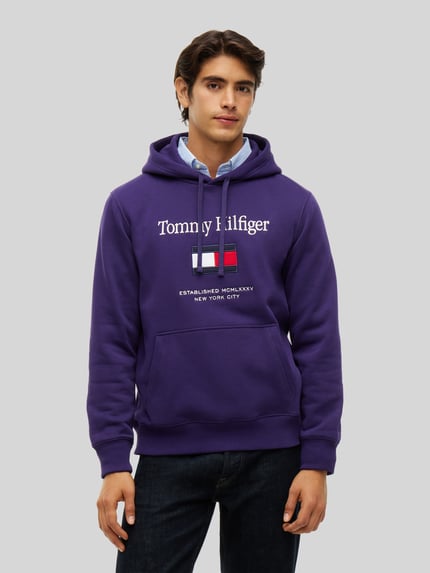 Tommy Hilfiger Regular Fit Hoodie aus Baumwoll-Mix Violett 4