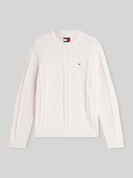 Tommy Jeans Regular Fit Pullover aus reiner Baumwolle mit Logo-Stitching Offwhite 2