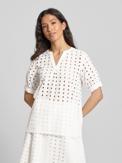 Milano Italy Regular fit blouseshirt van puur katoen Offwhite - 4