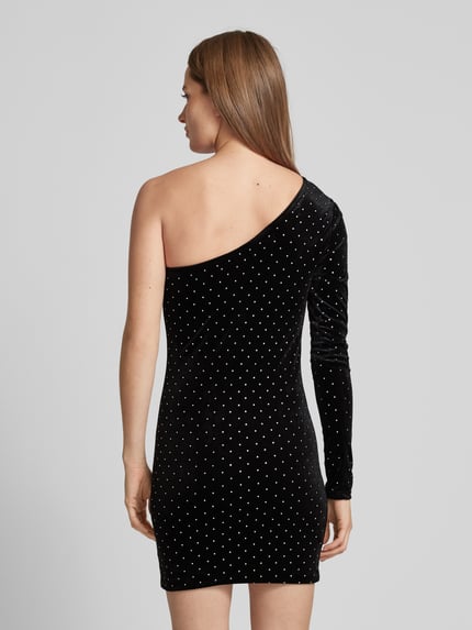 MANGO Minikleid mit Ziersteinbesatz und One-Shoulder-Träger Black 5