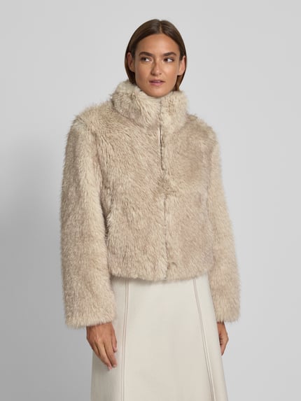 Marc Cain Jacke mit Kunstfellbesatz Taupe 4