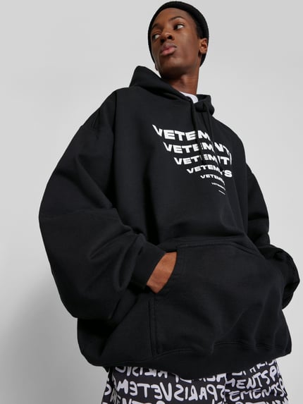 VETEMENTS oversized hoodie met labelprint Zwart - 3