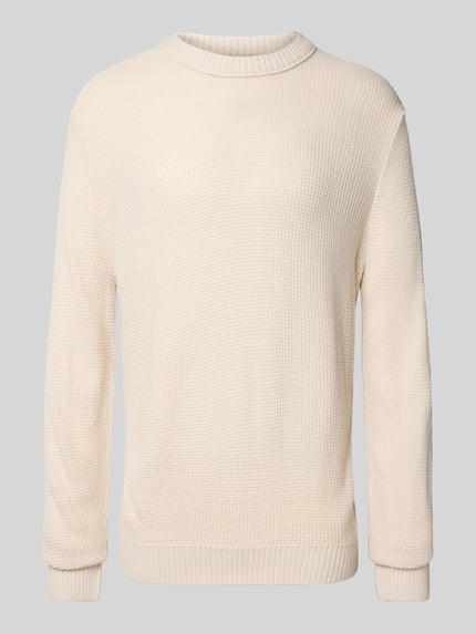 JACK & JONES Sweter z dzianiny z okrągłym dekoltem model ‘ROY’ Złamany biały 2