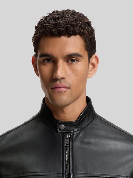 BOSS Orange Lederjacke Modell 'Joslay' mit Stehkragen Black 3