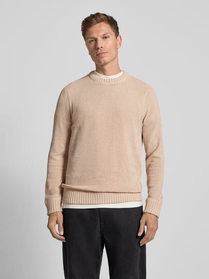 ONLY & SONS Regular Fit Strickpullover mit Rundhalsausschnitt Modell 'ETHAN' Beige 4