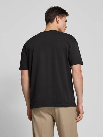 Samsøe Samsøe T-shirt met geribde ronde hals, model 'HUDSON' Zwart - 5