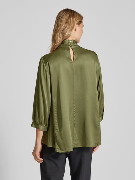 Milano Italy Comfort fit blouse van viscose Kaki - 5