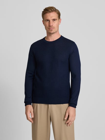 Manuel Ritz Strickpullover aus Woll-Mix Marine 4