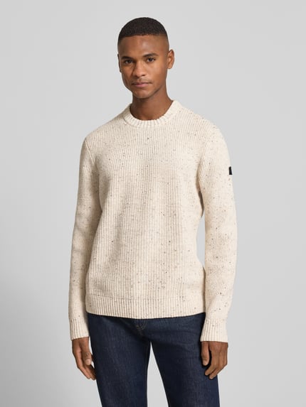 Tom Tailor Regular Fit Strickpullover aus Baumwoll-Mix Offwhite 4