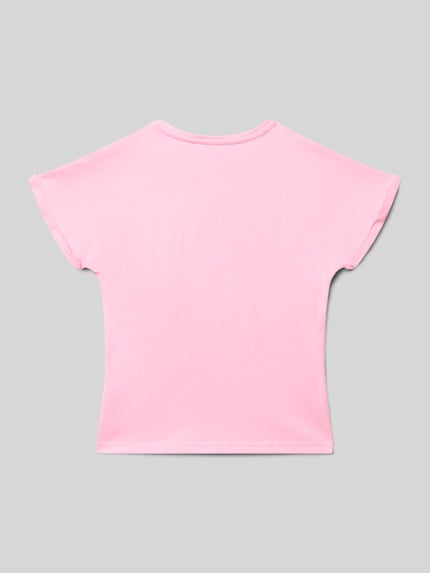 Productfoto, Regular Fit T-Shirt met motiefprint van Blue Seven, 100% katoen, sierbies, ronde hals, ruglengte maat 116: 43 cm, roze tinten